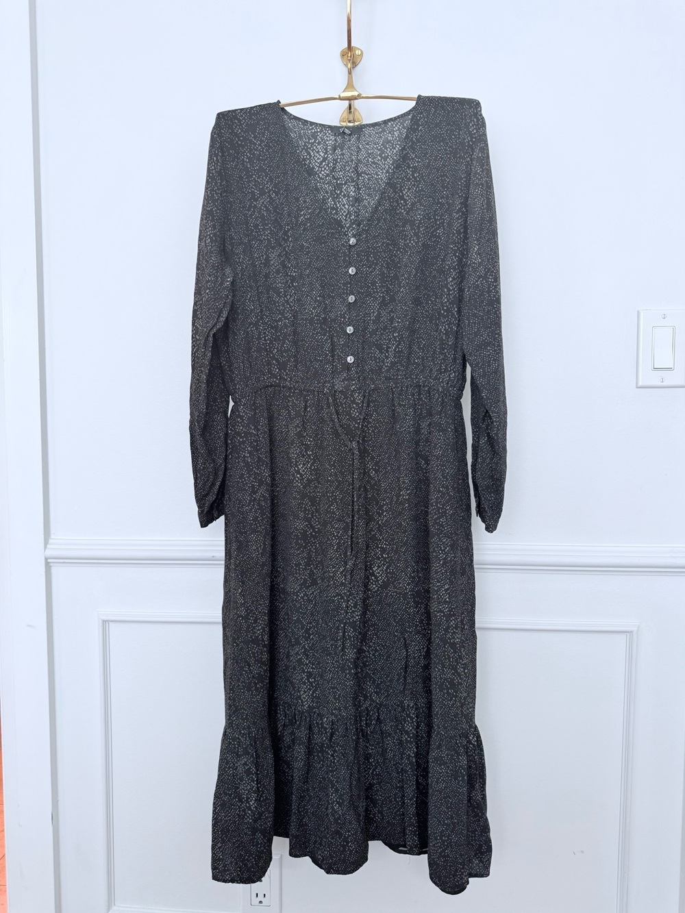 Rails Black Printed Long Sleeve Dress - M